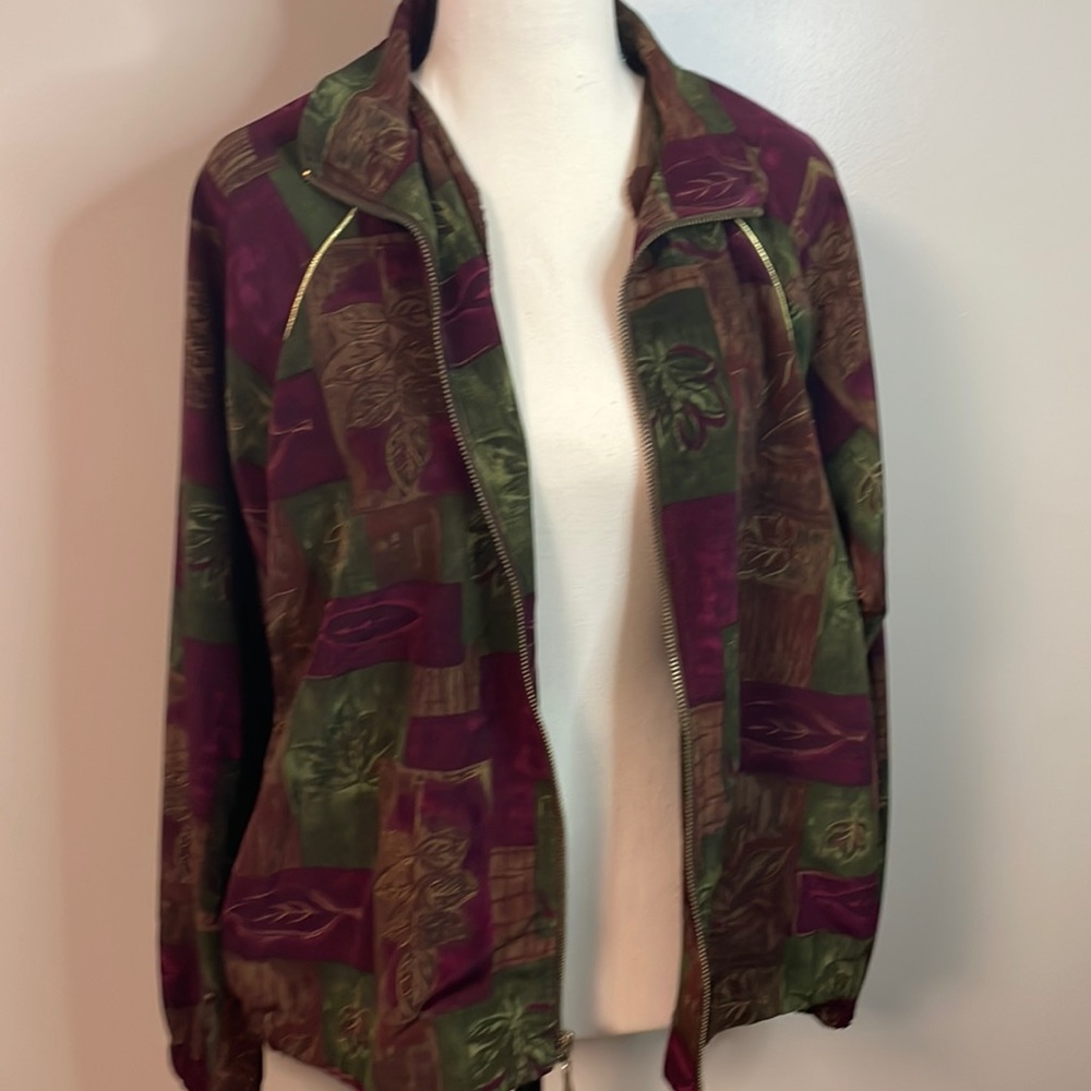Vintage | 90s Teddi Art to Wear Botanical Bomber Jacket Jewel Tone Whimsigoth  M